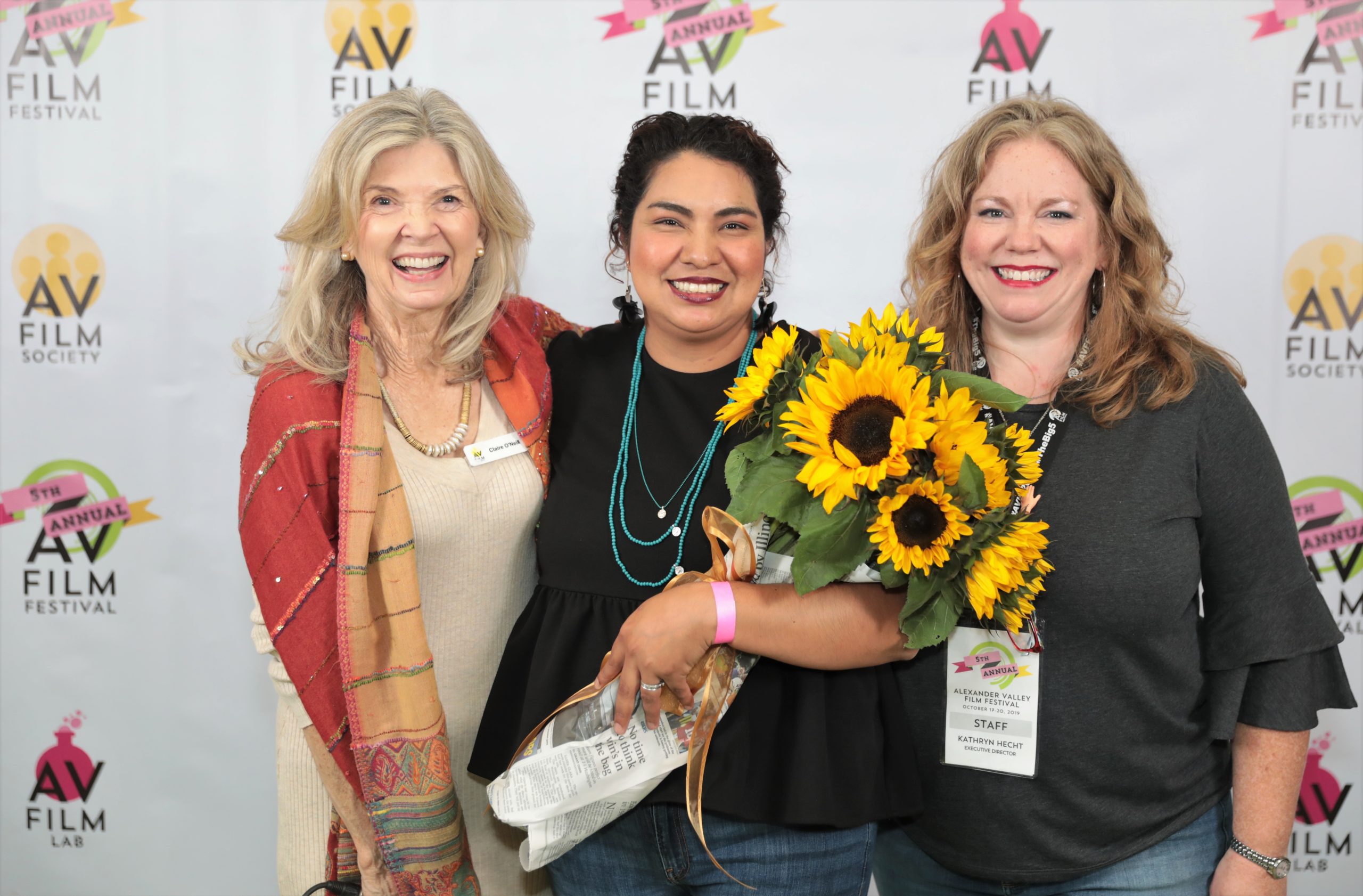 Claire O’Neill, AVFS Board Chair; Lizbeth Perez, and Executive Director Kathryn Hecht