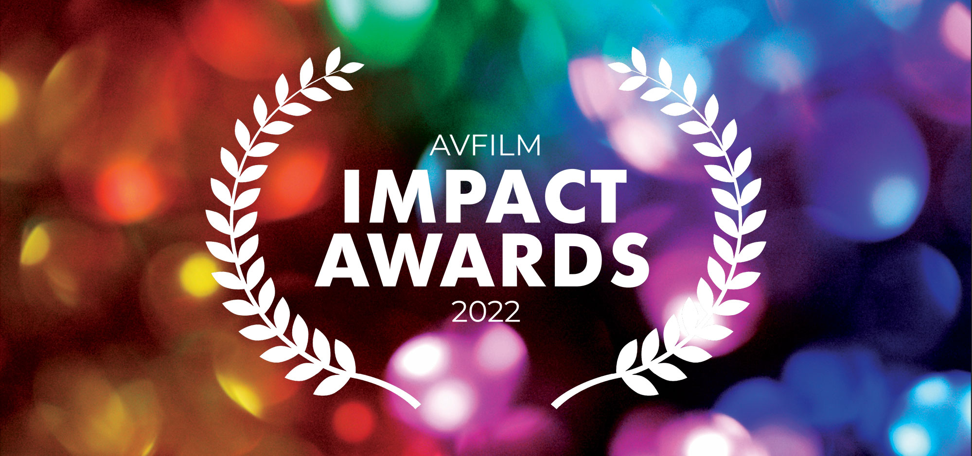 2022 Impact Awards mobile banner with rainbow lights in the background