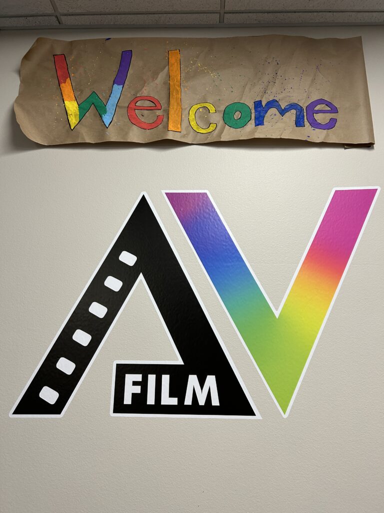AVFilm welcome sign made by students for AVFilm Summer Camps